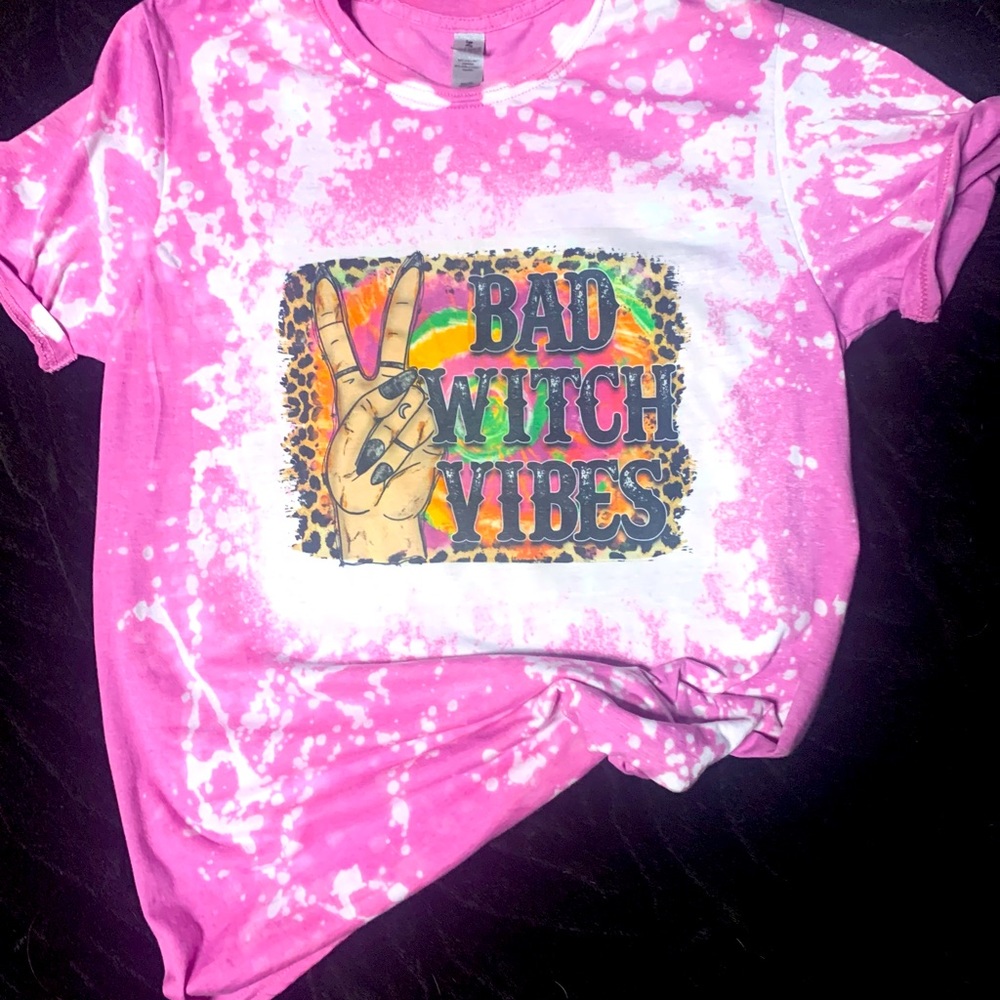 Bad witch vibes bleached tshirt